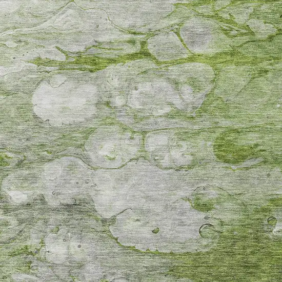 Olive Green And Gray Abstract Washable Indoor Outdoor Area Rug Photo 4