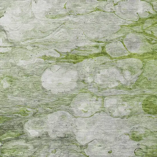 Olive Green And Gray Abstract Washable Indoor Outdoor Area Rug Photo 4