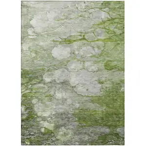 Photo of Olive Green And Gray Abstract Washable Indoor Outdoor Area Rug