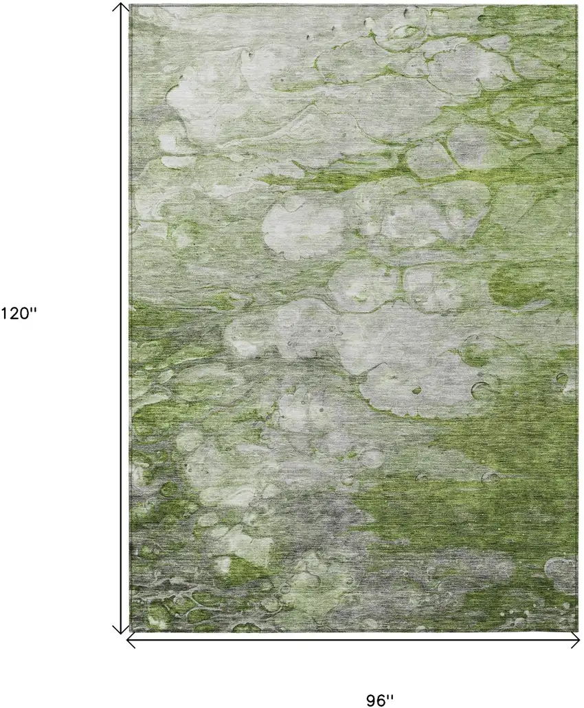Olive Green And Gray Abstract Washable Indoor Outdoor Area Rug Photo 3