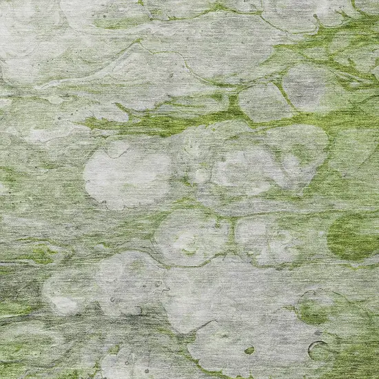 Olive Green And Gray Abstract Washable Indoor Outdoor Area Rug Photo 4