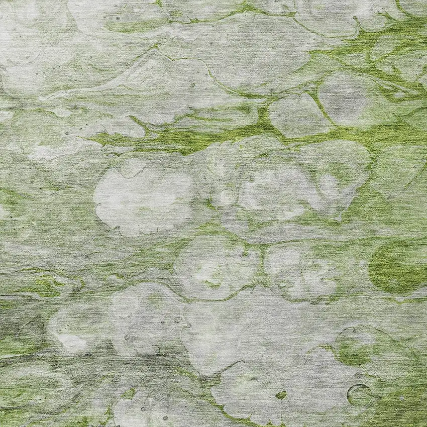 Olive Green And Gray Abstract Washable Indoor Outdoor Area Rug Photo 4