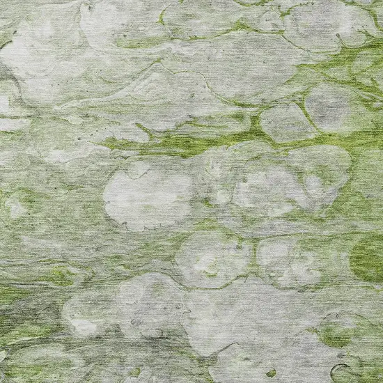 Olive Green And Gray Abstract Washable Indoor Outdoor Area Rug Photo 4