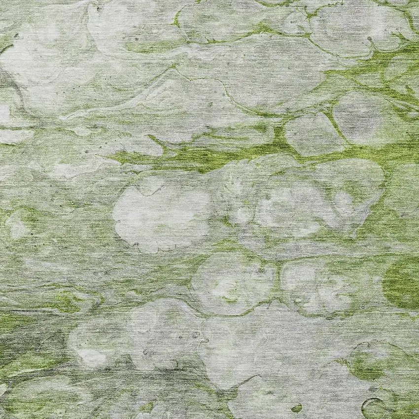 Olive Green And Gray Abstract Washable Indoor Outdoor Area Rug Photo 4