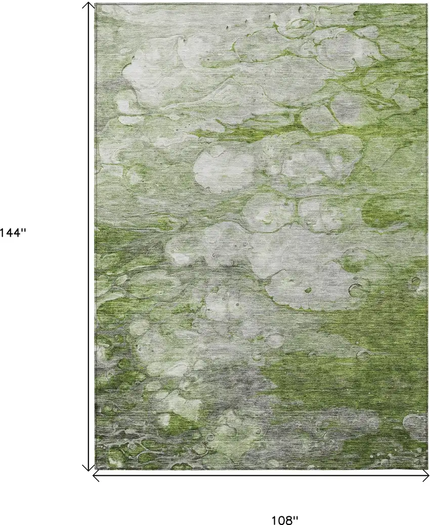 Olive Green And Gray Abstract Washable Indoor Outdoor Area Rug Photo 3