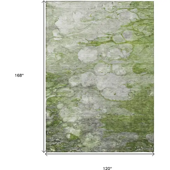 Olive Green And Gray Abstract Washable Indoor Outdoor Area Rug Photo 3