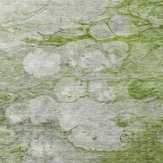 Olive Green And Gray Abstract Washable Indoor Outdoor Area Rug Photo 5