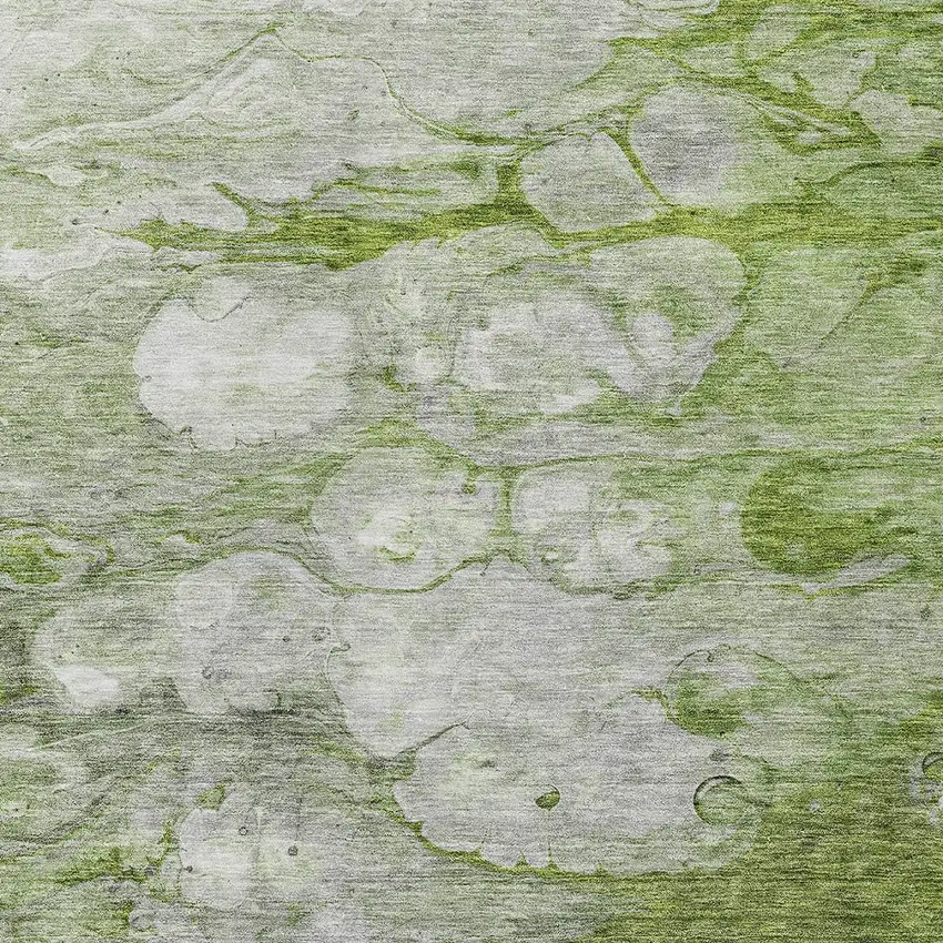 Olive Green And Gray Abstract Washable Indoor Outdoor Area Rug Photo 5