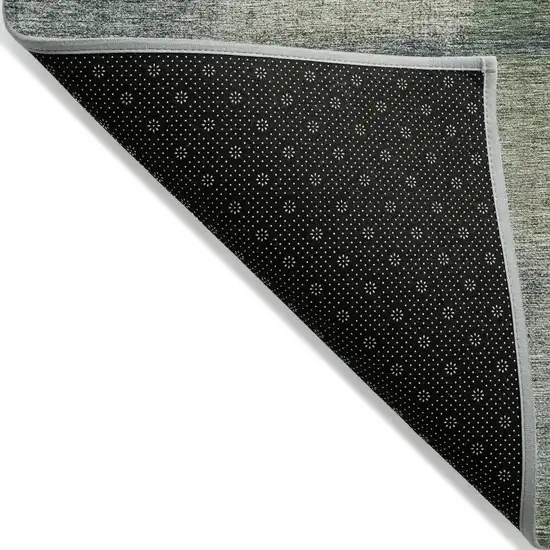 Olive Green And Gray Abstract Washable Indoor Outdoor Area Rug Photo 2