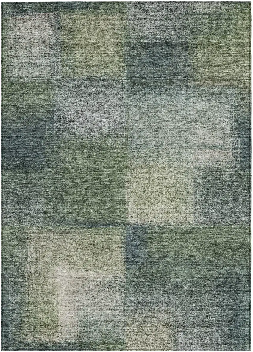 Olive Green And Gray Abstract Washable Indoor Outdoor Area Rug Photo 5