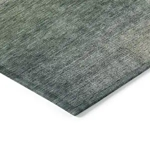 Photo of Olive Green And Gray Abstract Washable Indoor Outdoor Area Rug