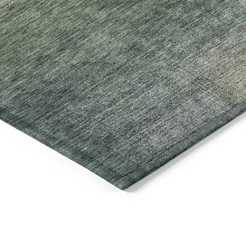 Olive Green And Gray Abstract Washable Indoor Outdoor Area Rug Photo 3