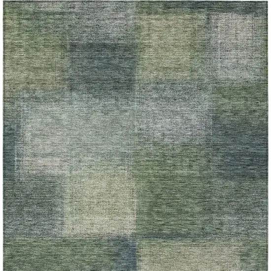 Olive Green And Gray Abstract Washable Indoor Outdoor Area Rug Photo 4