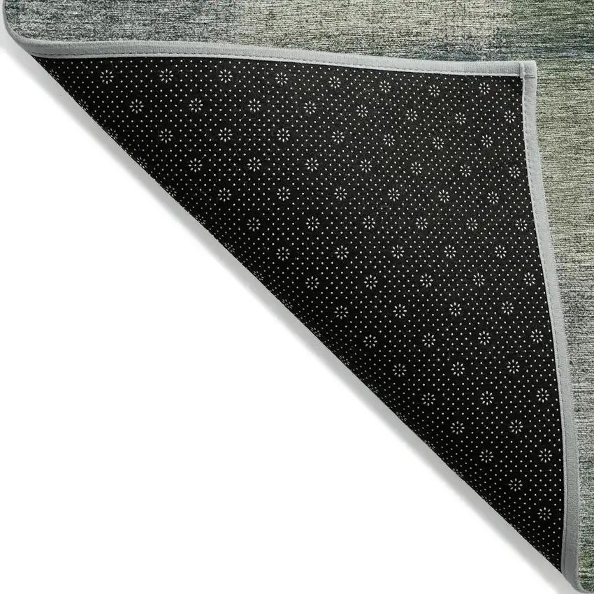 Olive Green And Gray Abstract Washable Indoor Outdoor Area Rug Photo 2