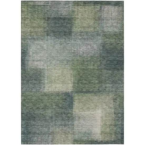 Olive Green And Gray Abstract Washable Indoor Outdoor Area Rug Photo 1