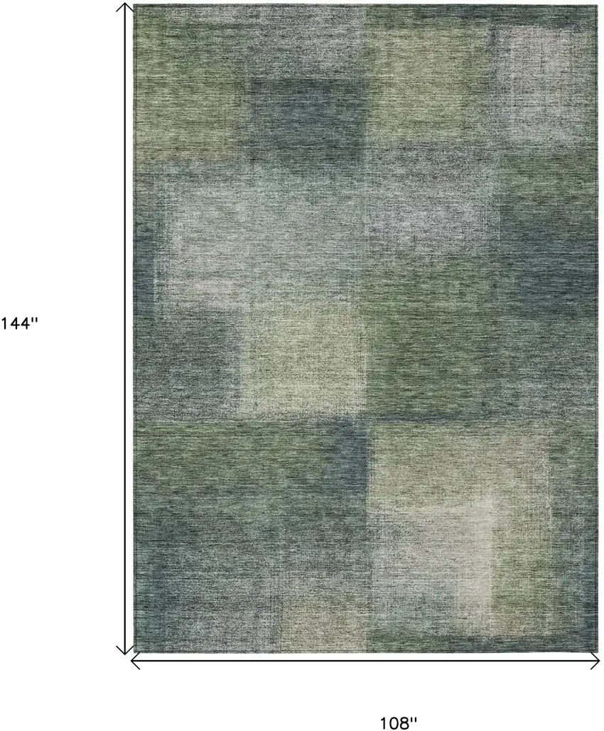Olive Green And Gray Abstract Washable Indoor Outdoor Area Rug Photo 3