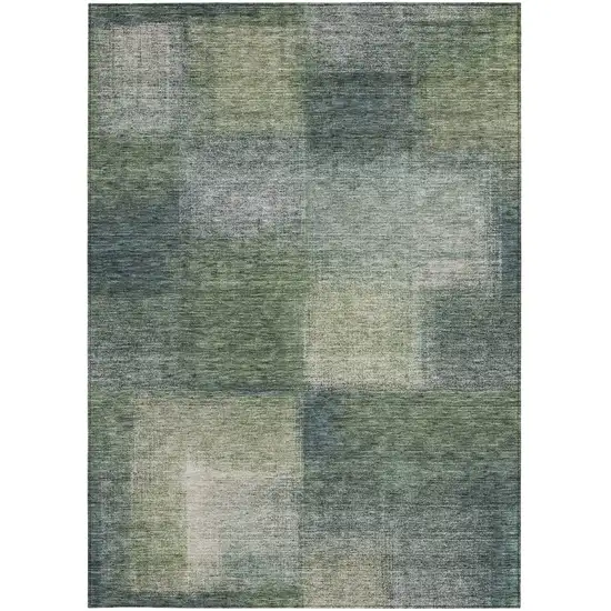 Olive Green And Gray Abstract Washable Indoor Outdoor Area Rug Photo 5