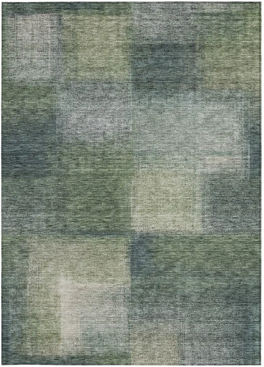 Olive Green And Gray Abstract Washable Indoor Outdoor Area Rug Photo 5