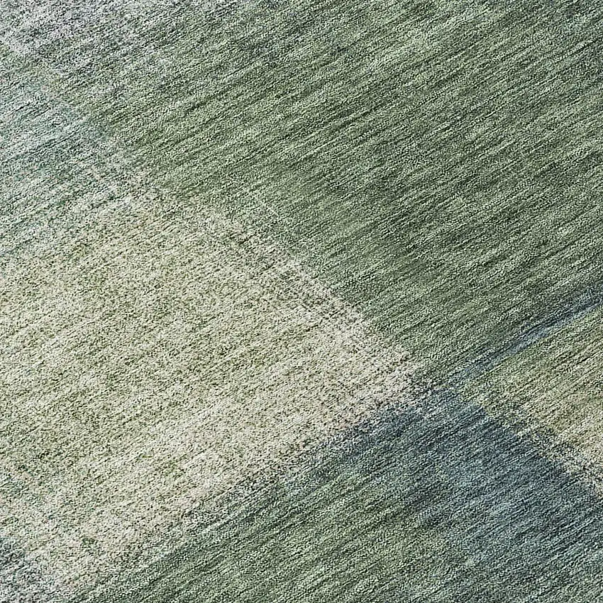 Olive Green And Gray Abstract Washable Indoor Outdoor Area Rug Photo 7