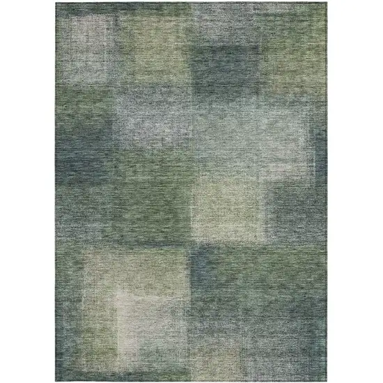 Olive Green And Gray Abstract Washable Indoor Outdoor Area Rug Photo 5