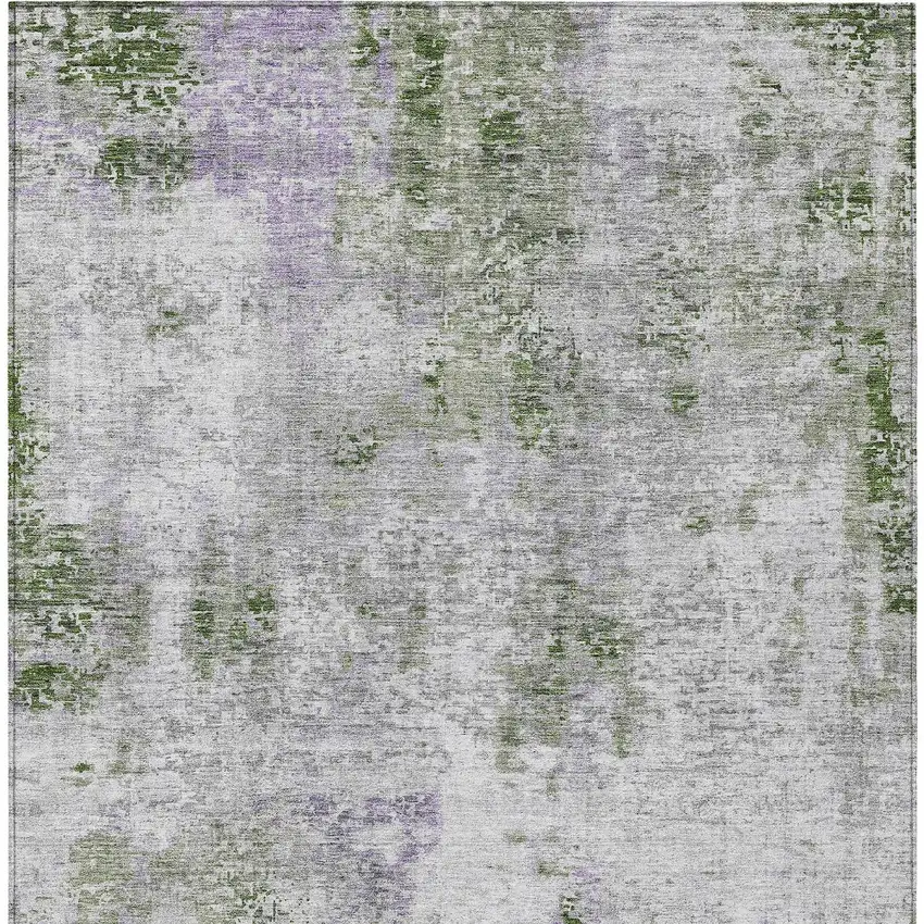 Olive Green And Gray Abstract Washable Indoor Outdoor Area Rug Photo 6