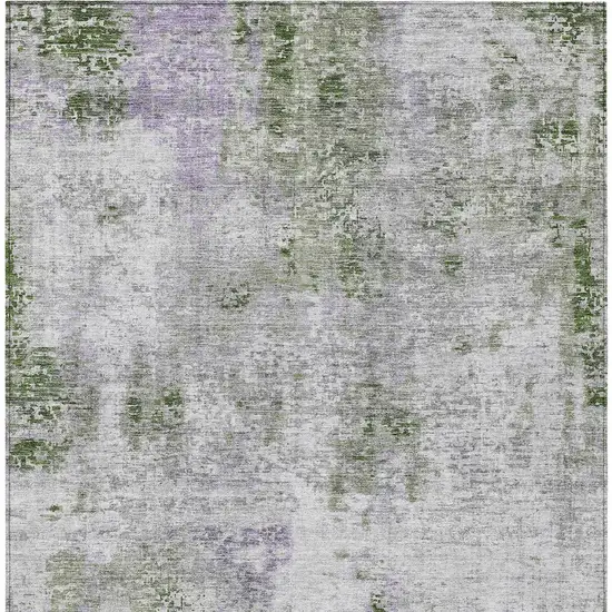 Olive Green And Gray Abstract Washable Indoor Outdoor Area Rug Photo 6