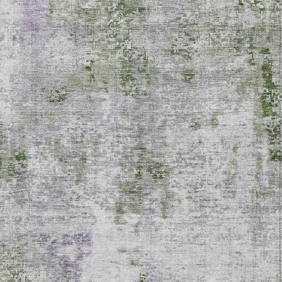 Olive Green And Gray Abstract Washable Indoor Outdoor Area Rug Photo 6