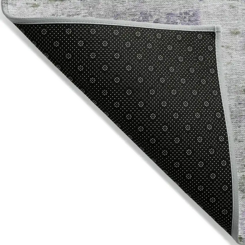 Olive Green And Gray Abstract Washable Indoor Outdoor Area Rug Photo 4