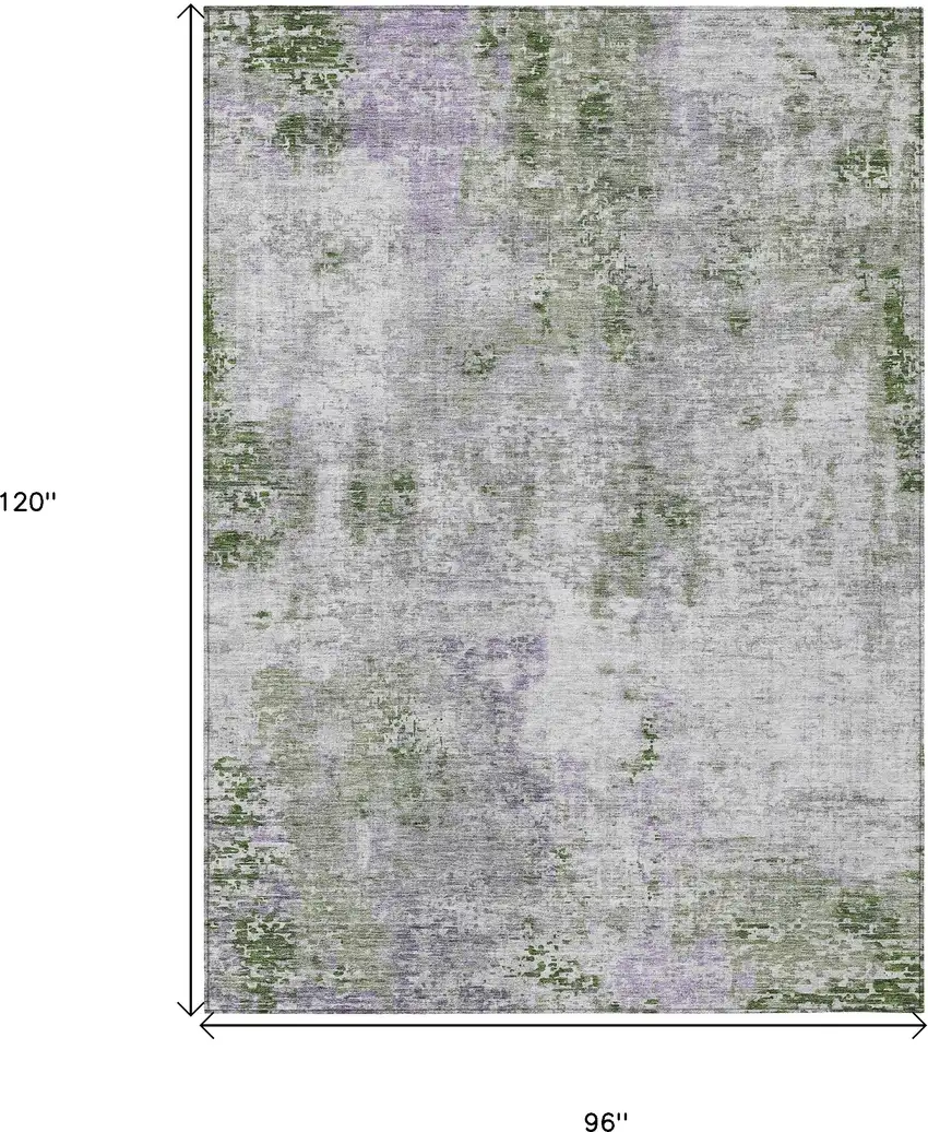 Olive Green And Gray Abstract Washable Indoor Outdoor Area Rug Photo 3
