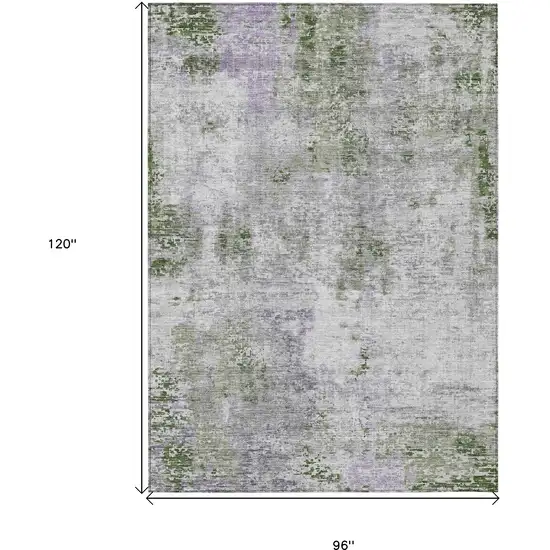Olive Green And Gray Abstract Washable Indoor Outdoor Area Rug Photo 3