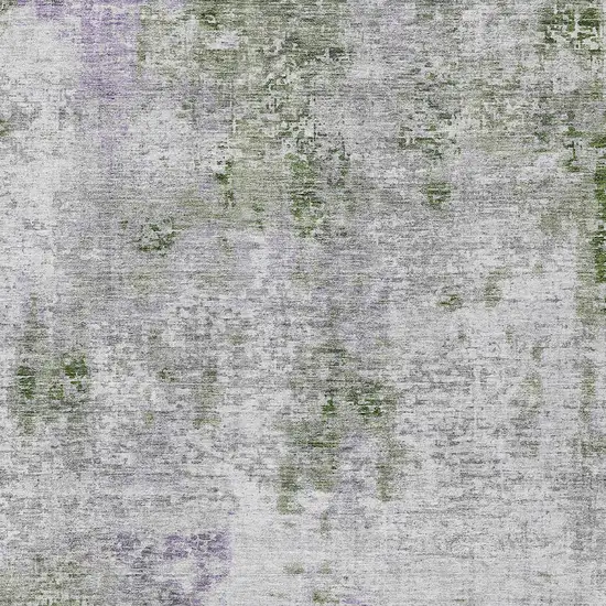 Olive Green And Gray Abstract Washable Indoor Outdoor Area Rug Photo 6