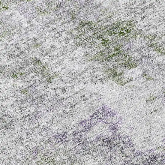 Olive Green And Gray Abstract Washable Indoor Outdoor Area Rug Photo 8
