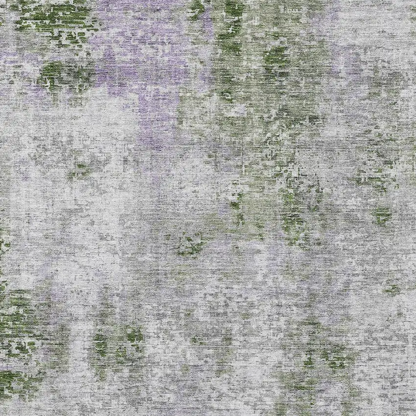 Olive Green And Gray Abstract Washable Indoor Outdoor Area Rug Photo 6