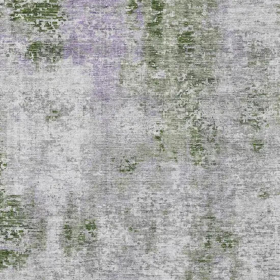 Olive Green And Gray Abstract Washable Indoor Outdoor Area Rug Photo 6