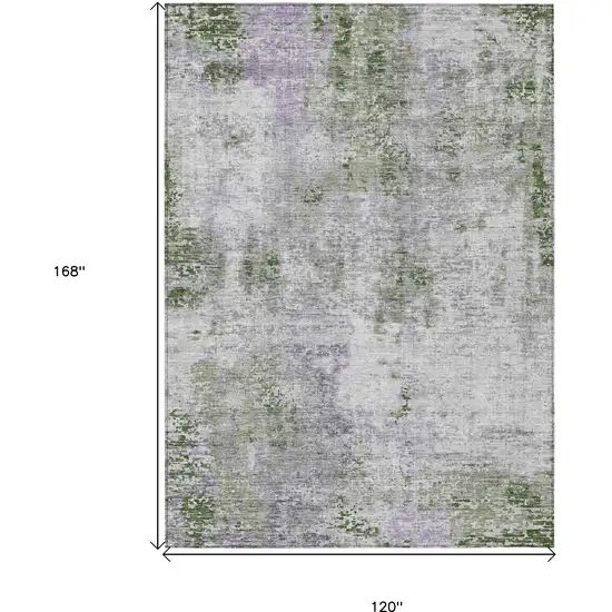 Olive Green And Gray Abstract Washable Indoor Outdoor Area Rug Photo 3