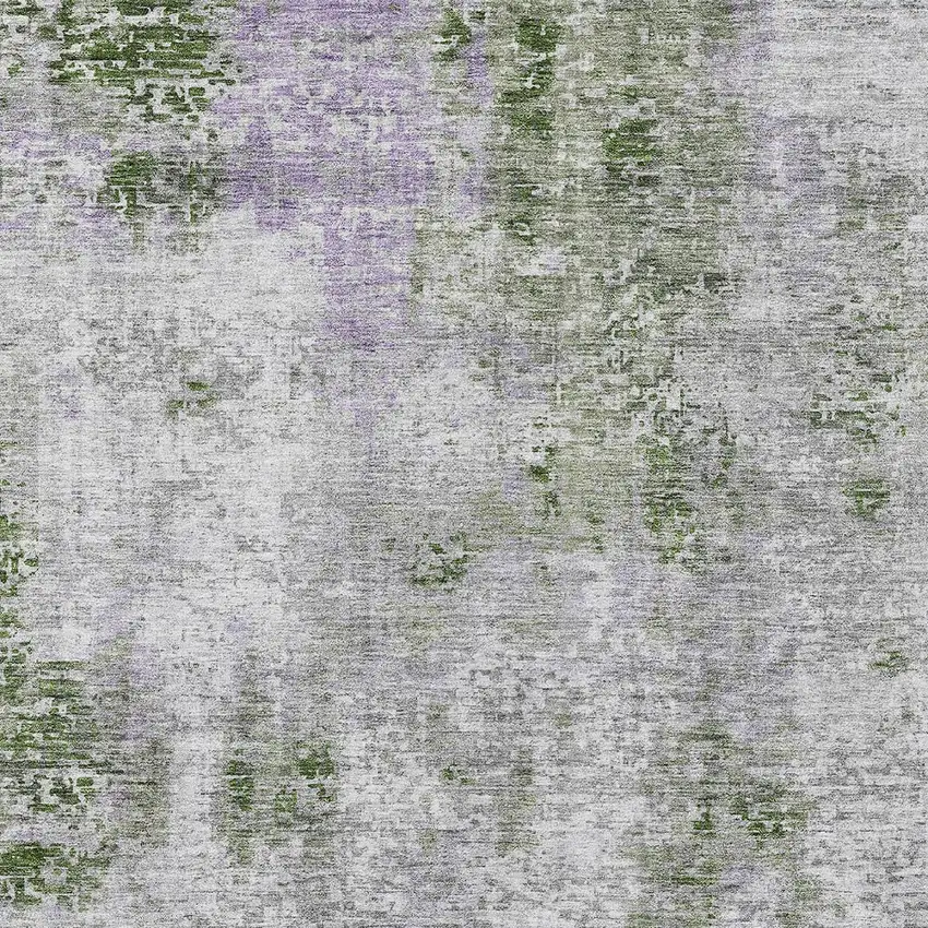 Olive Green And Gray Abstract Washable Indoor Outdoor Area Rug Photo 6