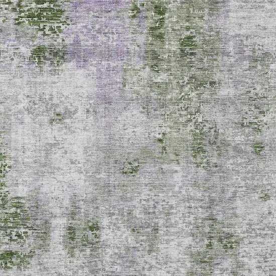 Olive Green And Gray Abstract Washable Indoor Outdoor Area Rug Photo 6