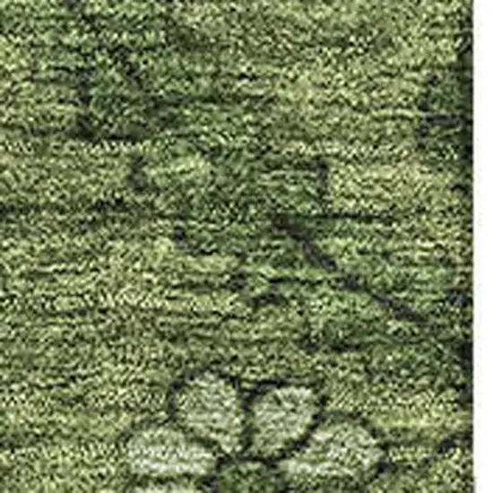 Olive Green And Gray Floral Washable Area Rug With UV Protection Photo 3