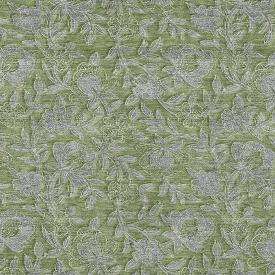 Olive Green And Gray Floral Washable Indoor Outdoor Area Rug Photo 4