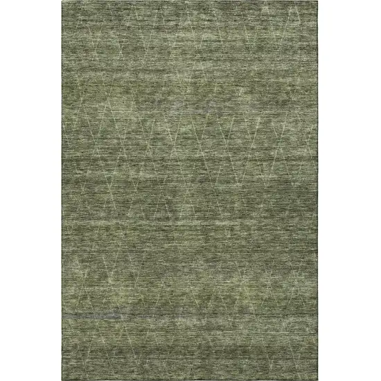 Olive Green And Gray Geometric Washable Area Rug With UV Protection Photo 3