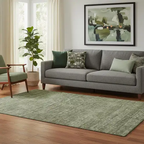 Olive Green And Gray Geometric Washable Area Rug With UV Protection Photo 2