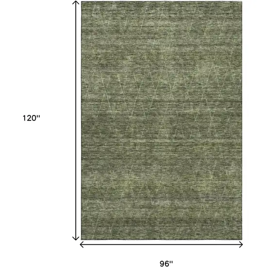 Olive Green And Gray Geometric Washable Area Rug With UV Protection Photo 8