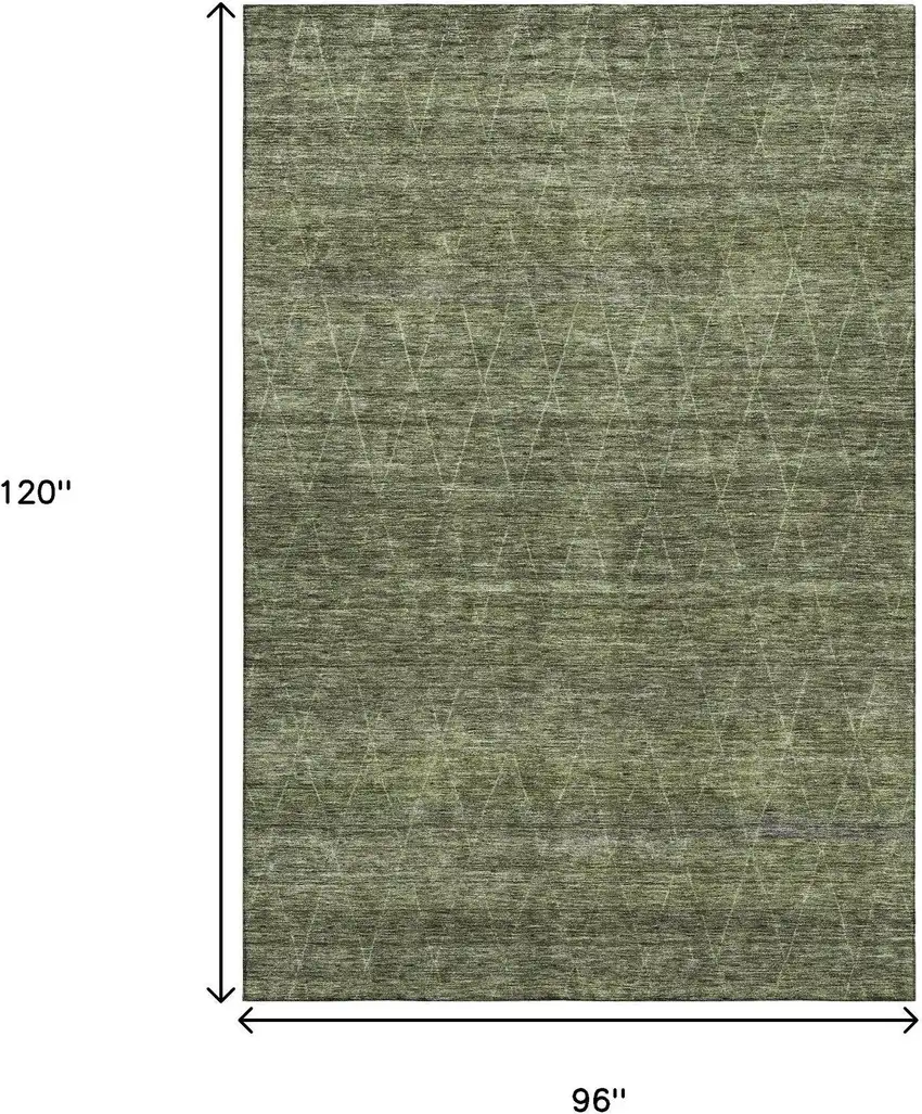 Olive Green And Gray Geometric Washable Area Rug With UV Protection Photo 8