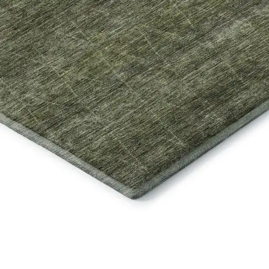 Olive Green And Gray Geometric Washable Area Rug With UV Protection Photo 7
