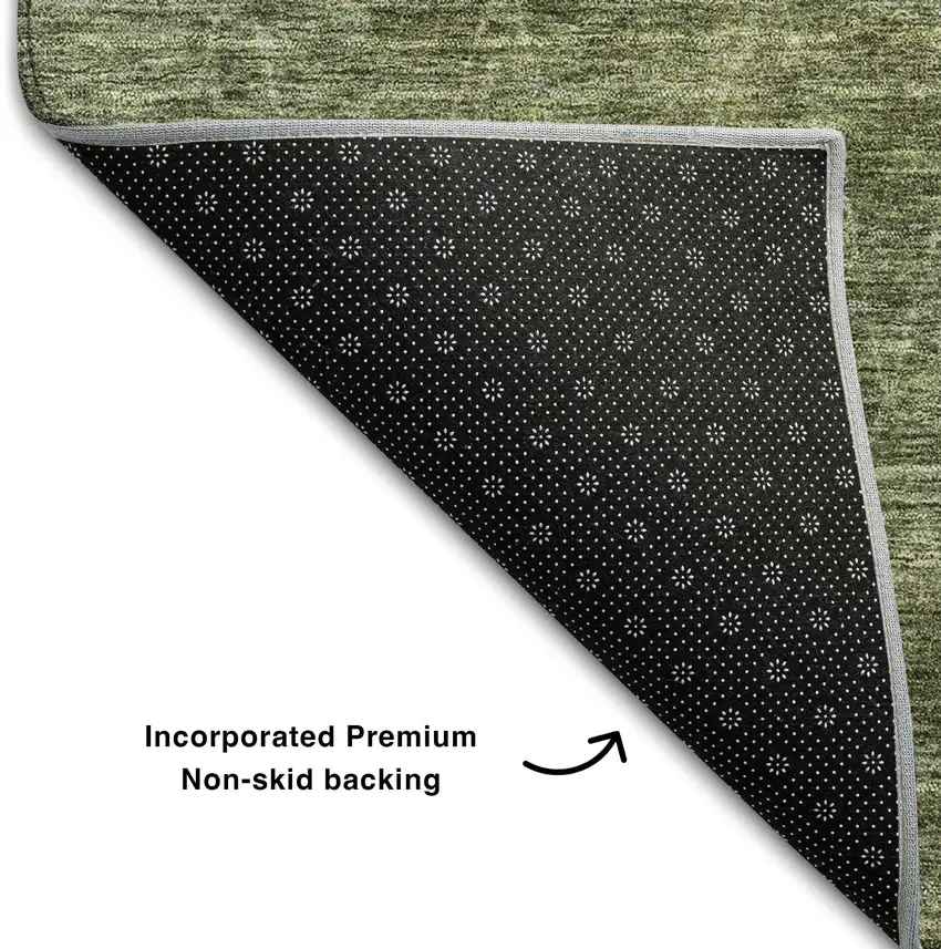 Olive Green And Gray Geometric Washable Area Rug With UV Protection Photo 6