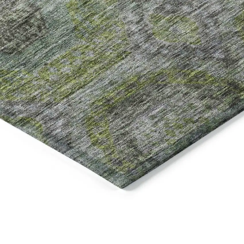 Olive Green And Gray Geometric Washable Indoor Outdoor Area Rug Photo 5