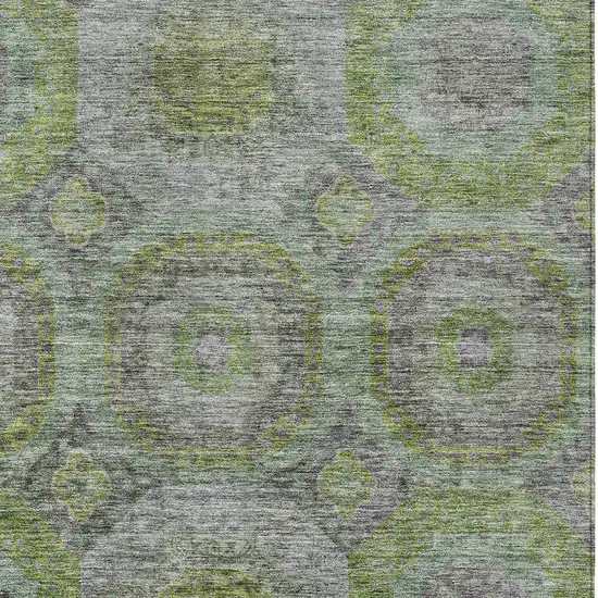 Olive Green And Gray Geometric Washable Indoor Outdoor Area Rug Photo 6