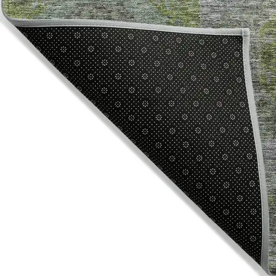 Olive Green And Gray Geometric Washable Indoor Outdoor Area Rug Photo 4
