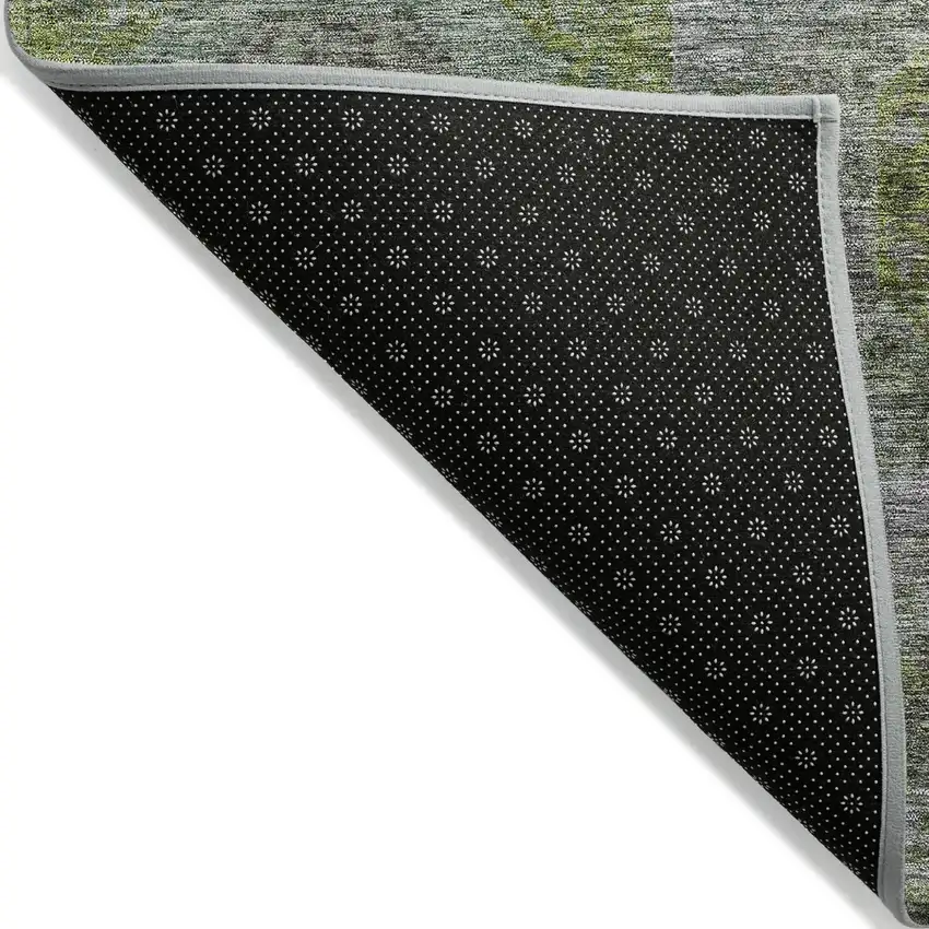 Olive Green And Gray Geometric Washable Indoor Outdoor Area Rug Photo 4