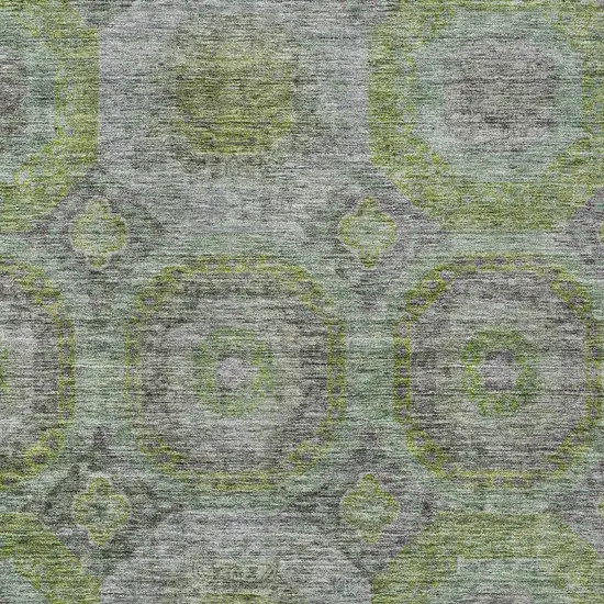 Olive Green And Gray Geometric Washable Indoor Outdoor Area Rug Photo 6